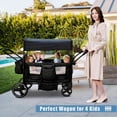thumbnail image 3 of Wagon Stroller for 4 Kids, 4-Seat Foldable Stroller Wagon with Adjustable Handlebar, Canopy, 5-Point Safety Harness & Parent Cup Holder, 3 of 11