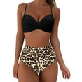 thumbnail image 1 of Huesdet Womens High Waisted Bikini Sets Tummy Control Swimsuit Two Piece Color Block Bathing Suit(Khaki,L), 1 of 7