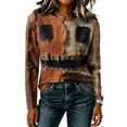 thumbnail image 5 of Halloween Shirts for Women 2026 Plus Size Long Sleeve Funny Pumpkin Print Tops Cute Vintage Teacher Shirts Casual Holiday Clothes Brown 3XL, 5 of 6