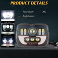 thumbnail image 2 of Fit 1982-1995 for Toyota Pickup 2PC 120W 7x6 LED Rectangle Headlight Hi-Lo H6054, 2 of 8