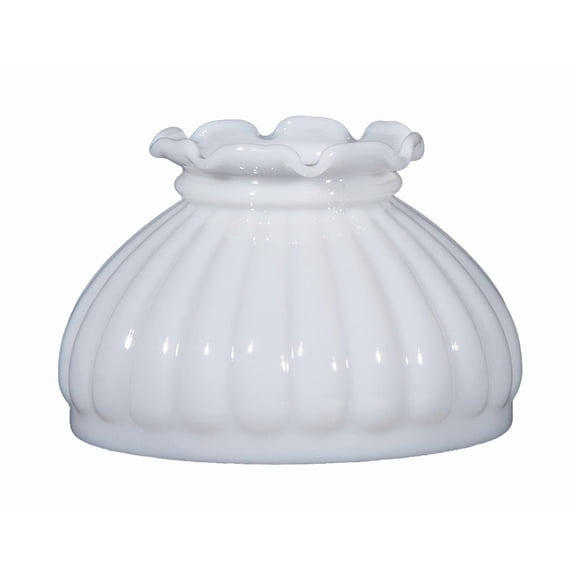 B&P Lamp® American Made Opal Glass Melon Student Shade, 6 Inch Fitter, Hand Blown Milk Glass, Crimp Top, 4 Inch Height