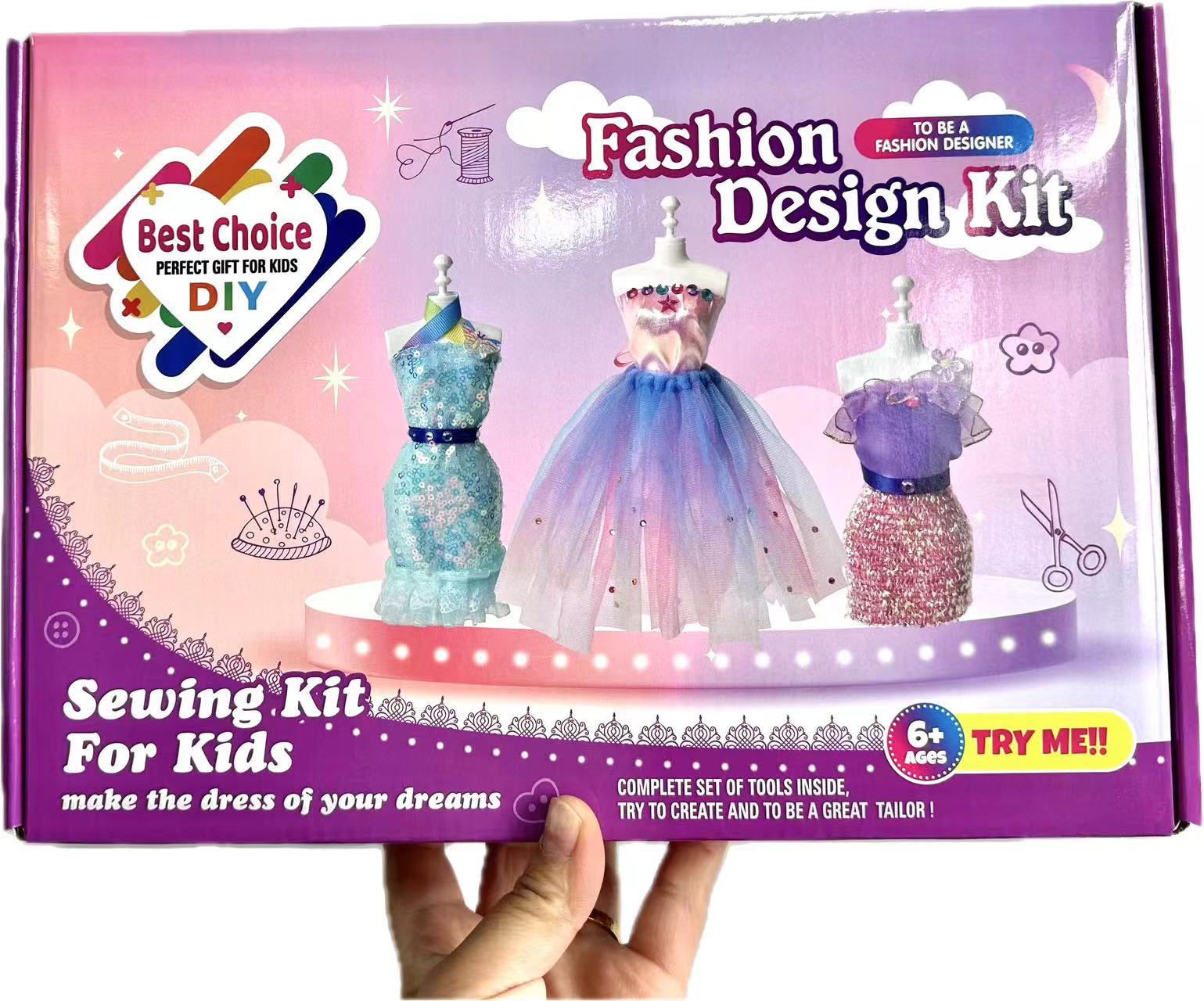 FSJZCC Fashion Designer Sewing Kit with 600+ Pieces, DIY Art & Craft Activity for Kids