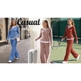 thumbnail image 5 of UVN Fall 2 Peice outfit set for Women Color Block Tops and Wide Leg Pants Ladies Sweatsuit Casual Matching Set, 5 of 11
