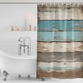 thumbnail image 4 of Farmhouse Blue Grey Brown Waterproof Fabric Shower Curtain,Vintage Ombre Wooden Waterproof Fabric Shower Curtain for Bathroom Curtains Bathtubs Hotel Shower Curtains with 12 Hooks Stall 54x78in, 4 of 8