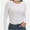 White, variant on Womens Pullover Long Sleeve Crewneck Shirts Ribbed Knit Slim Fitted Casual Jumper Tops