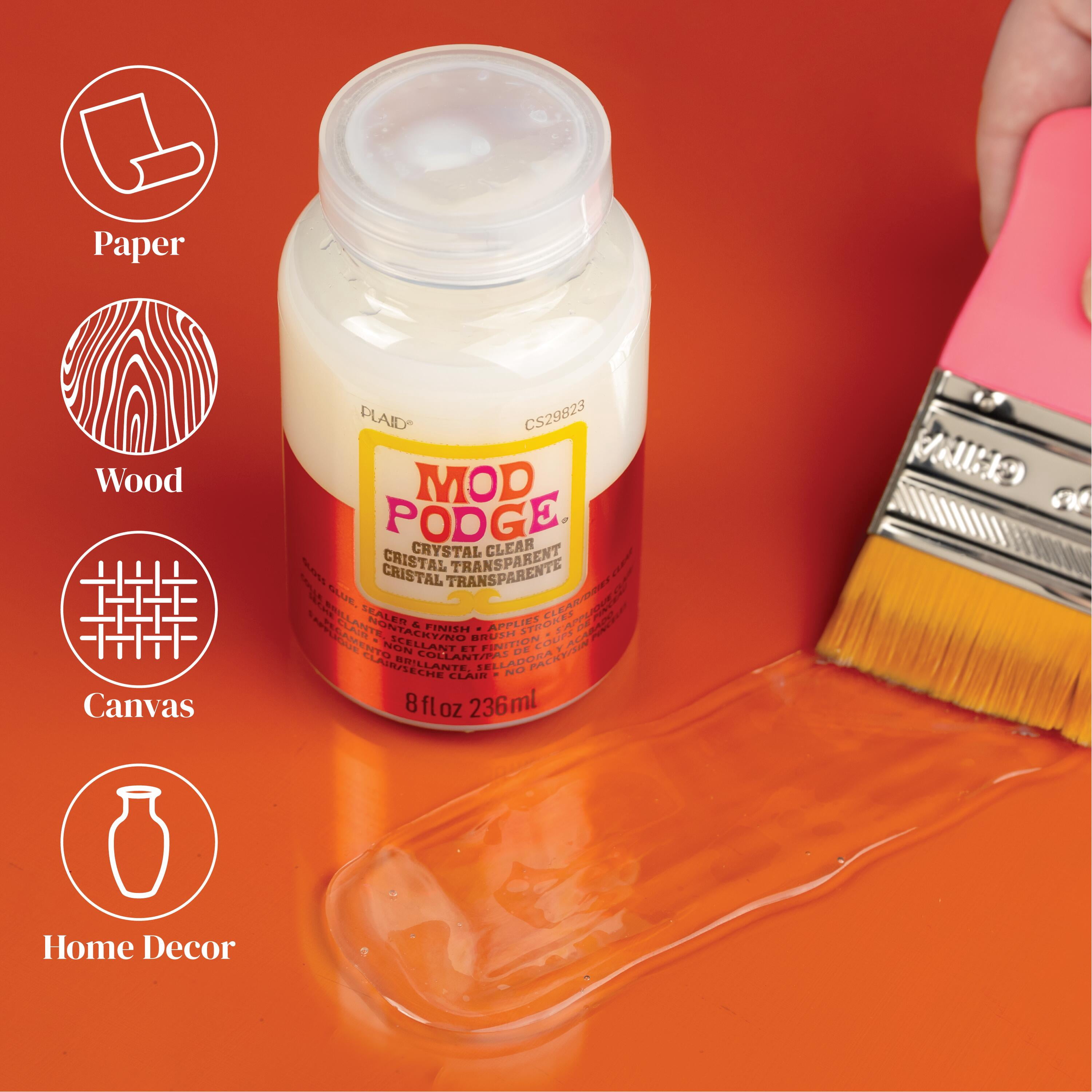 Mod Podge Crystal Clear Glue, Sealer, and Finish, Gloss Finish, 8 fl oz