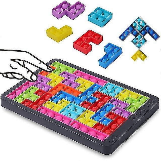Juegos de mesa 27 piezas Pop Tetris Puzzle Juguetes antiestrés Juguetes antiestrés Pop Bubbles Sensory Fidget Toy Relief Autism
