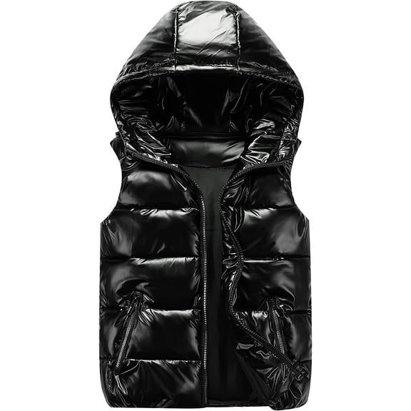 YOUI-GIFTS Kids Winter Down Vest Hooded Vest Zip Windproof Padded Vest Jacket With Pockets