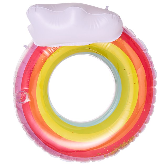 Anillo Natación Simple/doble Anillo Natación Inflable Con Lentejuelas Anillo Axila para Adultos Con Portavasos (anillo Natación Nube Iris Con Lentejuelas 110#)