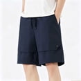 thumbnail image 3 of Fancifize Teen Boys Athletic Shorts Quickly Dry Wide Leg Elastic Drawstring Waist Sweat Shorts Kids Workout Shor Pants 7-19 Years,Navy, 3 of 7