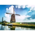 thumbnail image 2 of ABPHOTO Polyester 7x5ft Dutch Windmill Backdrop Spring Backdrops Shabby Ship River Green Grass Meadow Blue Sky White Cloud Countryside Journey Photography Background for Baby Photo Studio Props, 2 of 3