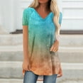 thumbnail image 2 of Women's Fashion Gradient Printed Blouse V-Neck Short Sleeve Loose T-Shirt Tops, 2 of 5