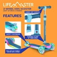 thumbnail image 5 of Lifemaster 3-Wheel Kids Scooter with Multi-Color Lights on Deck & Wheel – 5-Height Adjustable Handlebar, Wide Anti-Slip Deck, Child Safety Certified, Boys & Girls Ages 3+ Supports Up to 150 lbs, Blue, 5 of 6