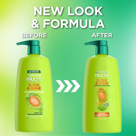 Garnier Fructis Sleek & Shine Smoothing Shampoo, Conditioner, & Styling Gel Set with Plant Keratin, 33.8 fl oz