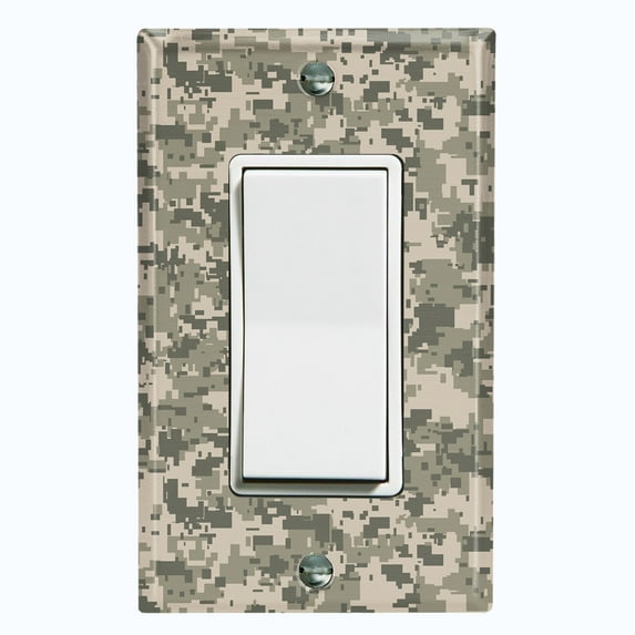 Metal Light Switch Plate Outlet Cover (ACU Camo - Single Rocker)