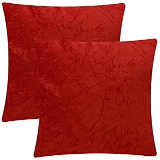 Set of 2 Velvet Throw Pillows with Stuffing Included, Soft Square