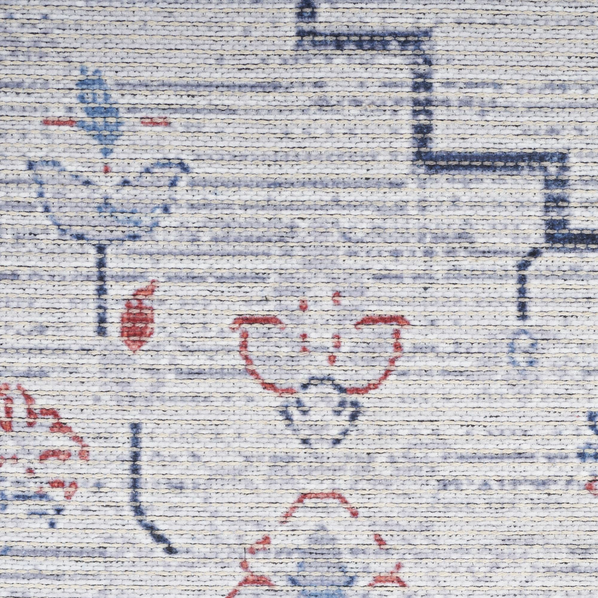 Nourison New Concept Washables 6' x 9' Ivory Blue Farmhouse Indoor Non-Slip Flatweave Rug