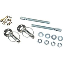 Speedway Motors Hood Pin Kit with Captive Clips, Universal Fit Steel Hood Pins with Stainless Mounting Plates, Zinc Plated Finish, 5 Inch Length, Sold as a Pair