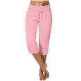 thumbnail image 2 of BLVB Women's Capri Yoga Pants Wide Leg Casual Crop Pants Low Waist Capris Sweatpants Loose Lounge Pajama Pants, 2 of 6