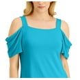 thumbnail image 2 of JM Collection Women's Cold Shoulder Top Blue Size X-Large, 2 of 3