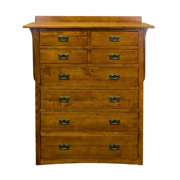 Crafters and Weavers Craftsman 8-Drawer Solid Wood Dresser in Cherry