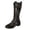 Black, variant on Womens Mid Calf Combat Boots Lace up Low Block Heel Retro Bohemian Dress Booties Floral Printed Side Zipper Tall Fashion Walking Boot Black 8
