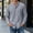 Gray, variant on Eltusu Men's Cotton Linen Shirts, Long Sleeve Basic Solid Color Stand-Up Collar Casual Button Down Shirts Khaki Size 3XL