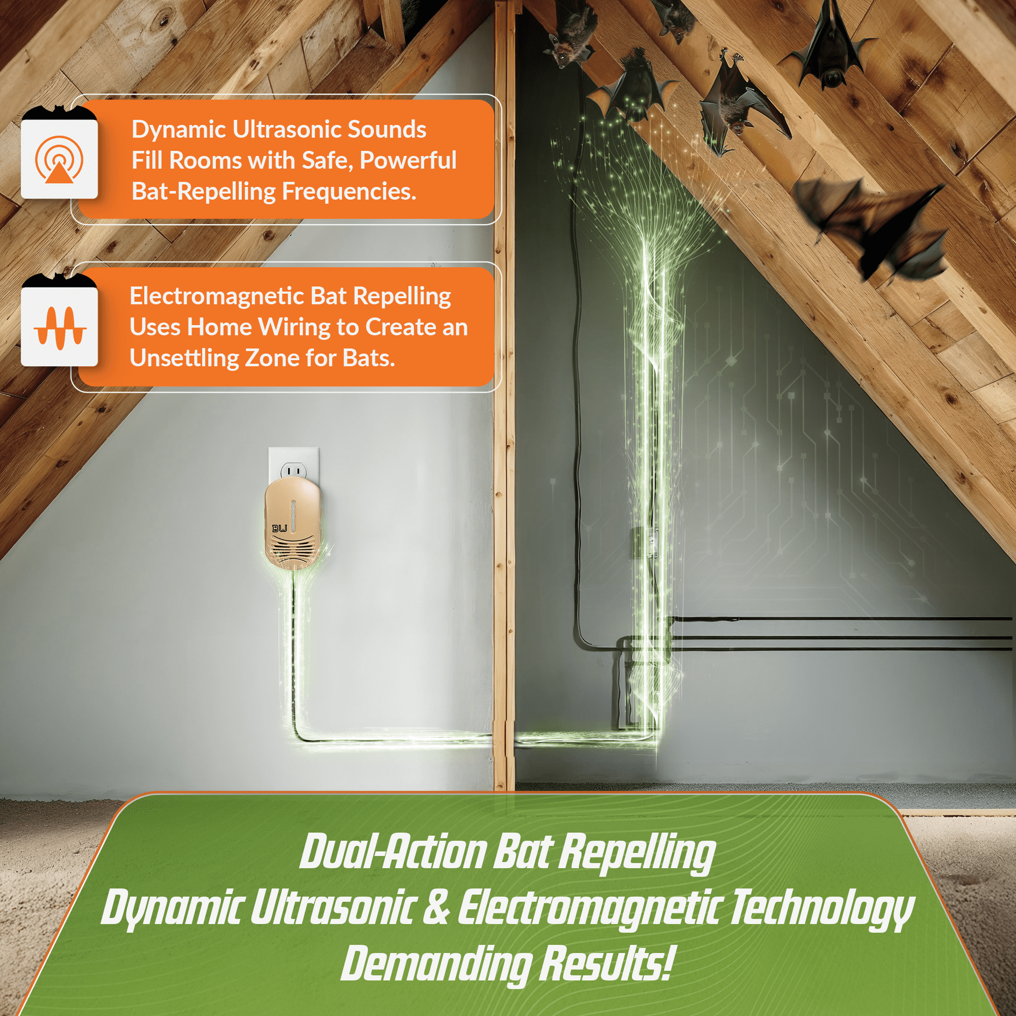 BEU-T Bat Expulsion Unit – Desert Tan Edition, Equipped with Dynamic Ultrasonic Bat Repellent Technology