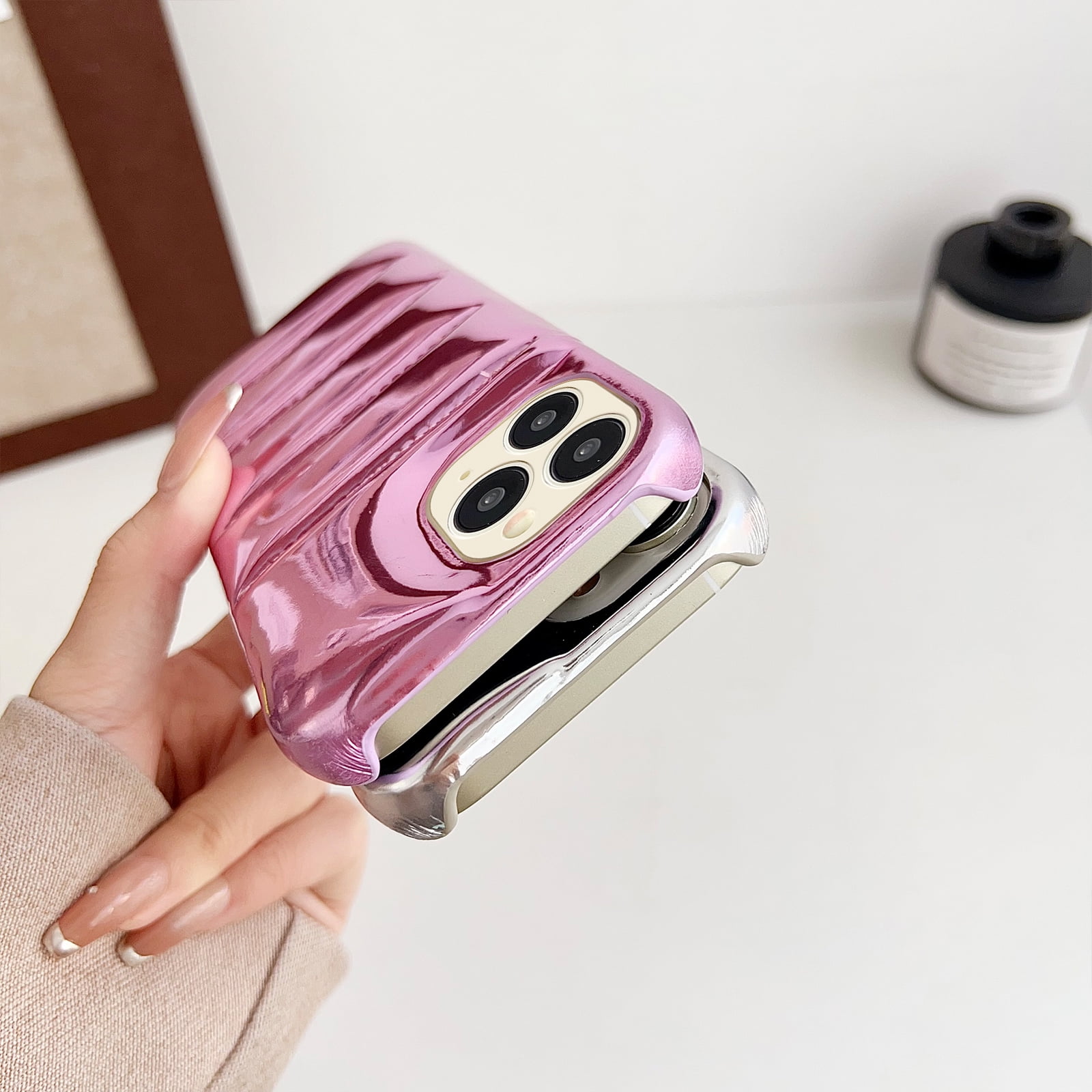 Puffer Phone Case for iPhone 16 Pro, Laser Glossy Down Jacket