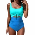 thumbnail image 5 of Ramiter One Piece Swimsuit Women Women's Swimwear Solid Underwire Bra Adjustable Halter Tie One Piece Swimsuit(Sky Blue,XL), 5 of 9