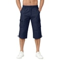 thumbnail image 6 of Below The Knee Shorts for Men Multi-Pockets Bermuda Cargo Shorts Baggy Casual Elastic Waist Hiking Pants, M, 6 of 7