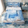 thumbnail image 3 of Erosebridal Lighthouse Shell Zipper Full Size Comforter Sets with Fitted Sheet and 2 Pillowcases for Girls Boys, Teal Watercolor Nautical Coastal Zipper Bedding Set, Polkadot Reversible, 4pcs, 3 of 7