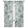 thumbnail image 7 of Sheer Curtains 108 inches Long, Abstract Traditional Retro Floral Turquoise Green Light Filtering Sheer Window Curtains Rod Pocket Voile Drapes for Bedroom Living Room, 52"W x 108"L 2 Panels, 7 of 7