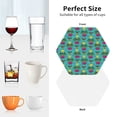 thumbnail image 6 of Lsque Sunmmer Cat Pattern 4" Drink Coasters Set of 4, PVC Leather Absorbent Coasters, Table Coaster Set Decorative Coffee Cup Coasters Housewarming Gift -Hexagon, 6 of 6