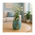thumbnail image 3 of Modern Ceramic Vase for Home Decor - Sculpted Accent Decor for Living Room Decor, Bedroom Accent, Tabletop, or Office Shelf Decor - Decorative Contemporary Flower Vase - 8" Turquoise & Gold, 3 of 13
