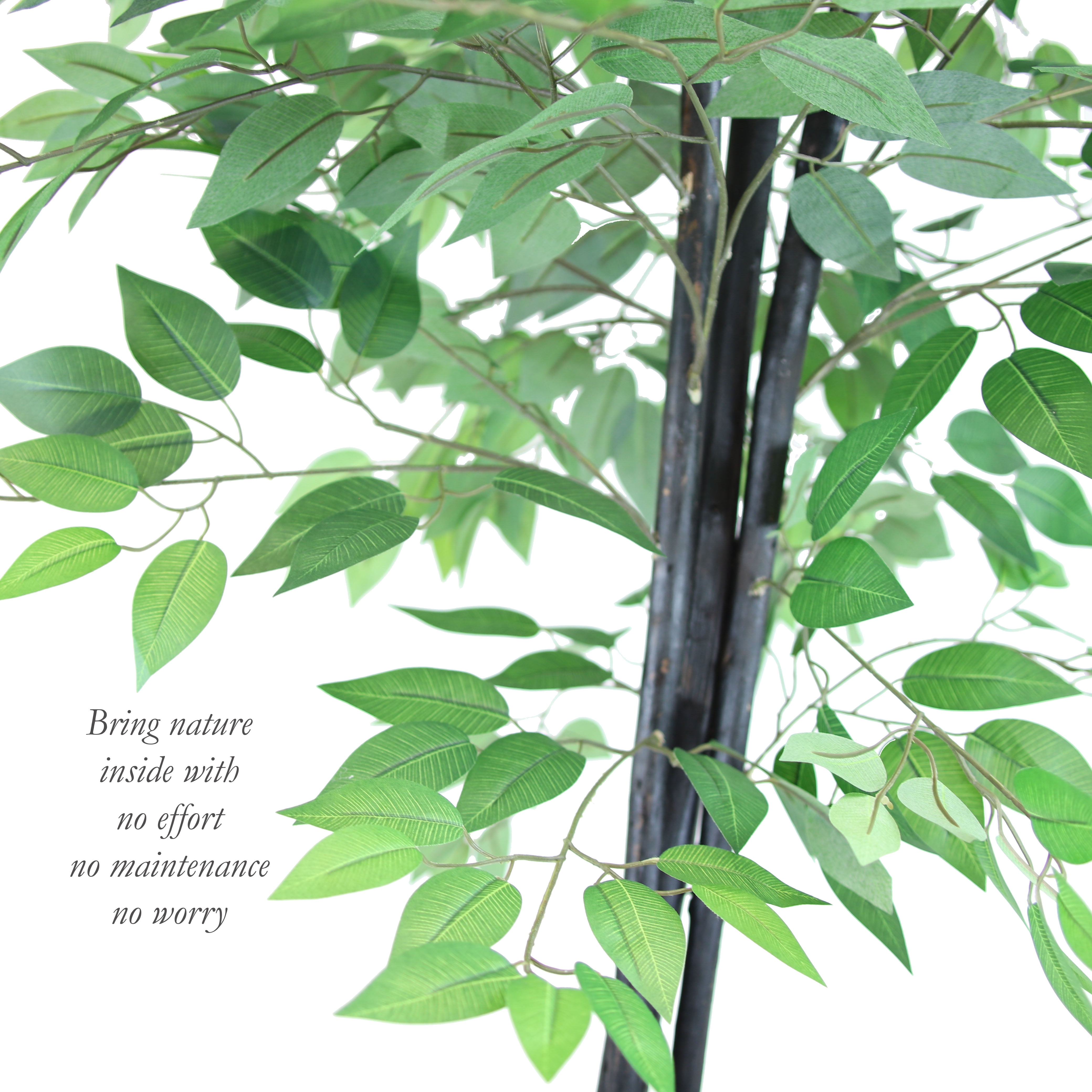 The Mod Greenhouse 76" Artificial Green Silk Ficus Tree in a Black Planter's Pot