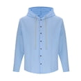 thumbnail image 4 of Blusa de manga larga con capucha para hombre, color liso, moderna, holgada, informal, con botones y cordón, de poliéster., 4 of 4