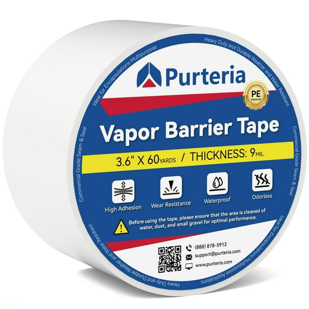 Cinta de barrera de vapor PURTERIA, 3,6 cm x 55 m, 0,23 mm, 1 rollo