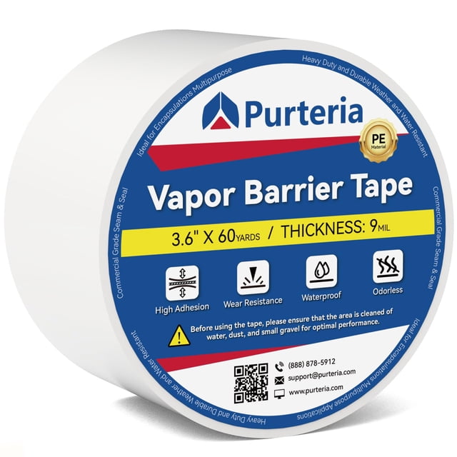 Cinta de barrera de vapor PURTERIA, 3,6 cm x 55 m, 0,23 mm, 1 rollo