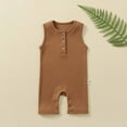 thumbnail image 4 of Toddler Baby Girls Boys Sleeveless Tank Tops Romper T-Shirt One Piece Jumpsuit Brown,0-3 Months, 4 of 6