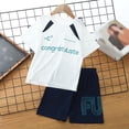 thumbnail image 5 of OOOUM Boys 2 Piece Matching Clothing Set Breathable Ice Silk Short Sleeve Sports Sets Cool Comfort Sports Outfits Sets White 12-13 Years, 5 of 9