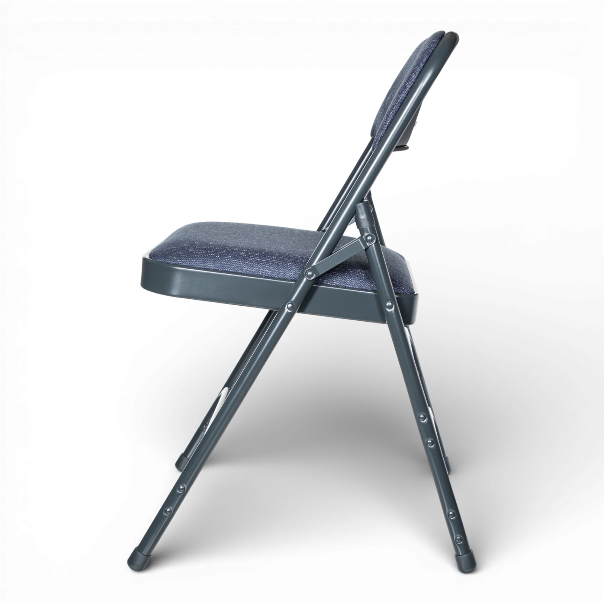 Hampden Furnishings Bernadine Collection Fabric Triple Brace Folding Chair, Blue, Pack of 4