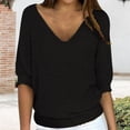 thumbnail image 6 of Holzkary 3/4 Sleeve T Shirts for Women Women's Summer and Autumn Pullover Sweater V Neck Sweater 3/4 Sleeve Shirt Sportswear Top Summer T Shirts Business Work Tee Top Black Xl, 6 of 6