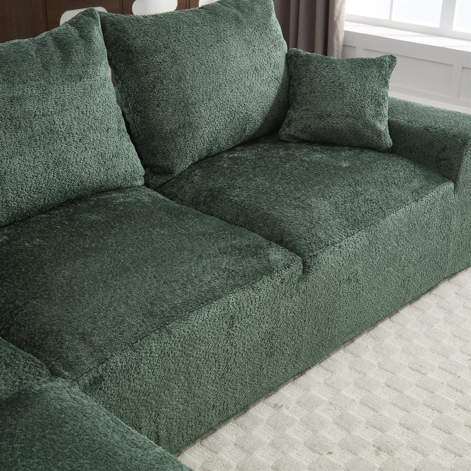 Demi Bonn 108" Modern L-Shaped Sofa, Premium Fabric Couch with Deep Seating, Freestyle Setup, No Assembly Needed for Living Room Relaxation, Green