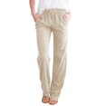 thumbnail image 2 of LYMAYTER Women Summer Trousers Casual Relaxed Elastic Waist Stretchy for Pants with Pocket S-3XL, 2 of 8