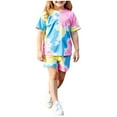 thumbnail image 2 of Cethrio Girls' Summer Short Sets, Cotton Casual 2 Piece Tie Dye Outfit Sets Pink Size 6 T, 2 of 6