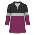 thumbnail image 4 of Rezuofi Women's 3/4 Sleeves V Neck Polo Shirts 2025 Basic Collar Cute Tees Dressy Casual Color Block Tops Blouses Work Shirt, 4 of 4
