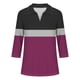 thumbnail image 2 of Camiseta de Solapa de Cuello en V de la Manga Superior de 3/4 de las Mujeres, Uso Diario Cómodo Casual, 2 of 4