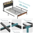 thumbnail image 6 of VECELO Full Size Bed Frame with Shoe Bench&Storage Headboard, Upholstered Platform with Charging Station and LED Lights, Mattress Foundation with Strong Slats Support, No Box Spring Needed, Grey, 6 of 10