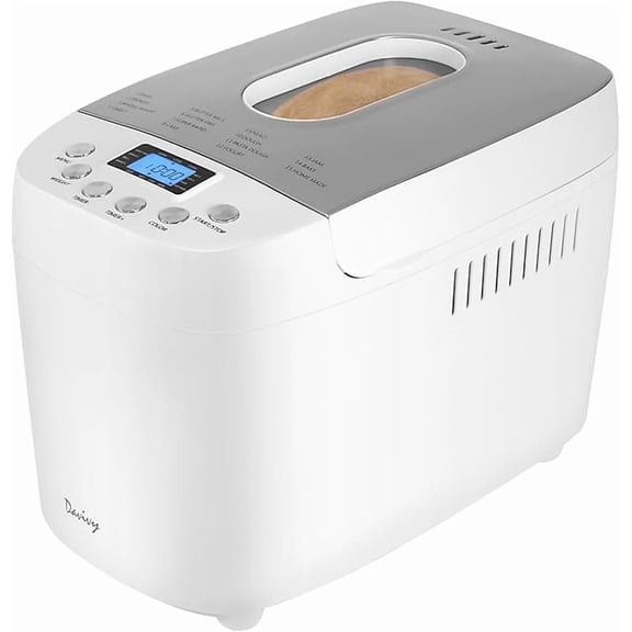 Davivy Bread Maker 15-in-1 Automatic Bread Machine with 2 Dough Kneading Paddles 3LB Nonstick Bowl Stainless Steel